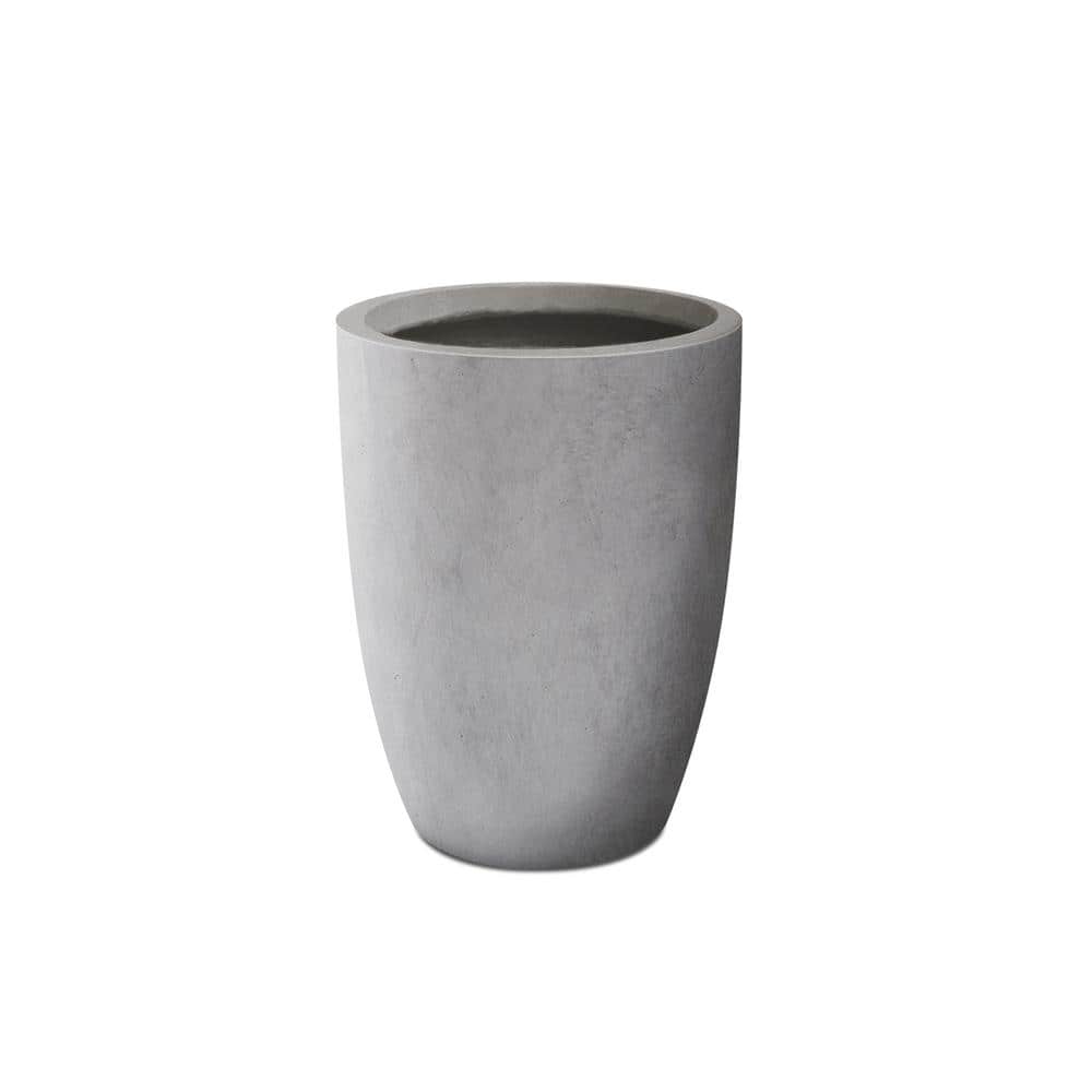 13.78 in. x 18.11 in. Round Natural Finish Lightweight Concrete and Weather Resistant Fiberglass Planter w/Drainage Hole