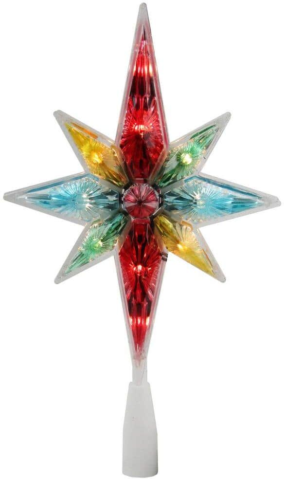 Northlight 10.75 in. Multi-Color Faceted Star of Bethlehem Christmas Tree Topper - Clear Lights