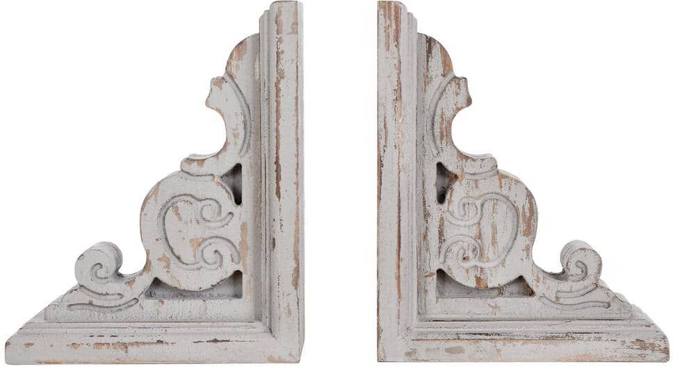 StyleCraft Tradition Distressed Taupe Wood Book Ends (2-Pack)