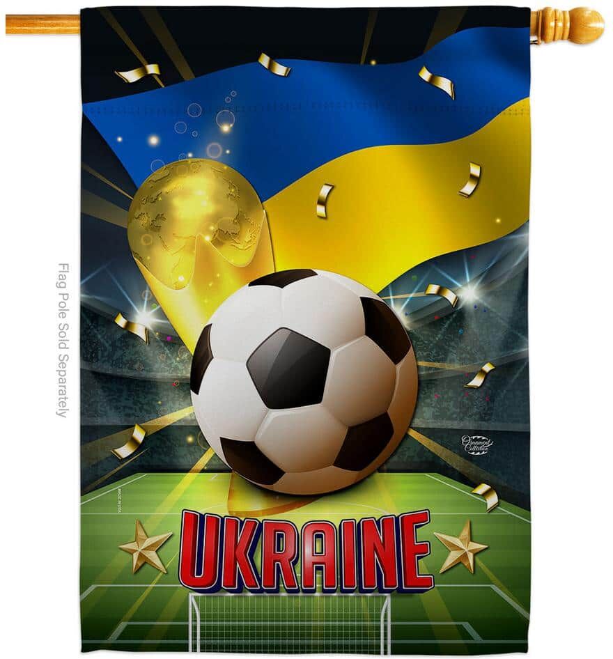 Ornament Collection 28 in. x 40 in. World Cup Ukraine Soccer House Flag Double-Sided Sports Decorative Vertical Flags