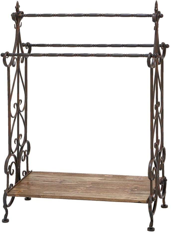 Litton Lane Black Wood Scroll Quilt Rack