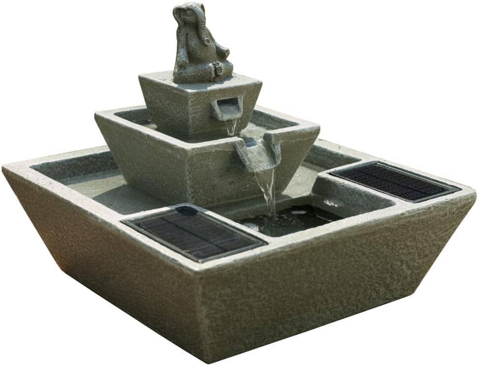 Smart Solar 11.6 in. 3-Piece Zen Elephant Solar Fountain