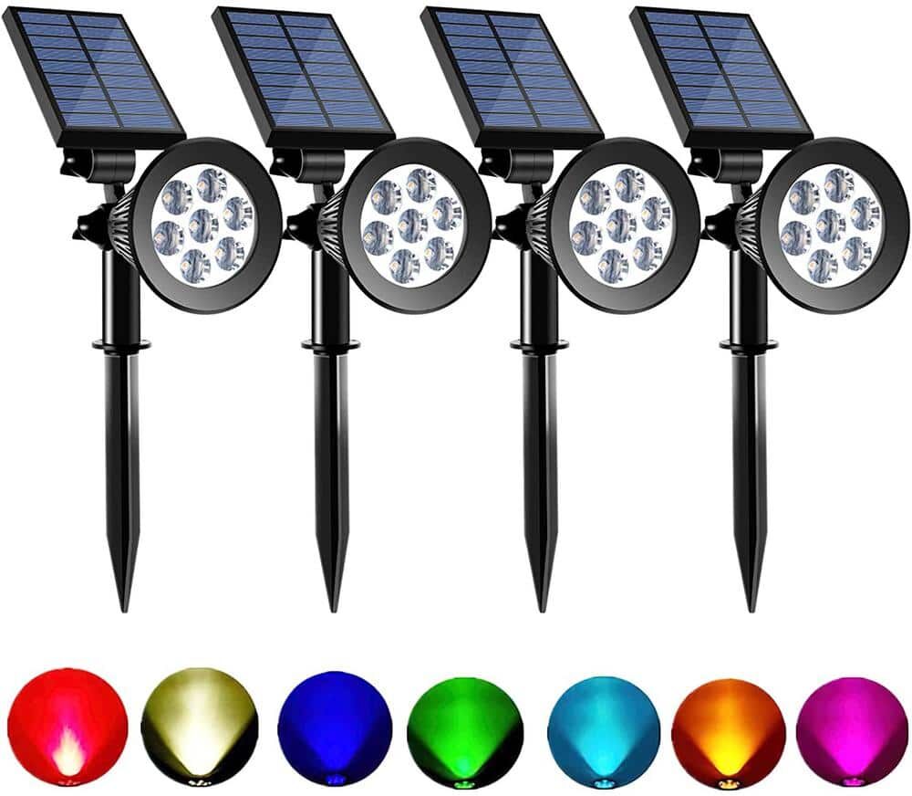 Cubilan Solar Spot Lights Outdoor Garden Changing and Fixed Color (4-Pack)