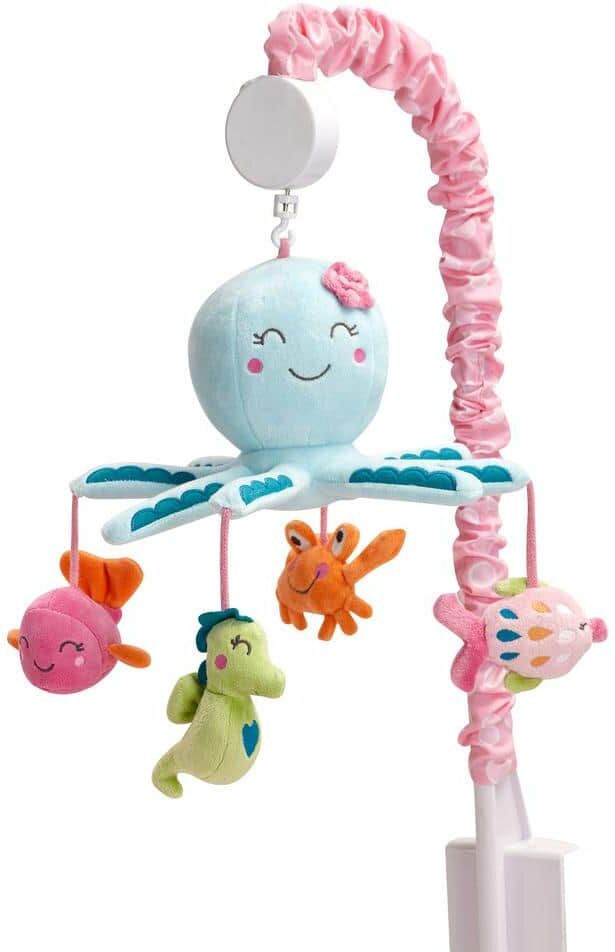 CARTER'S Sea Collection Coral, Aqua, and Lime Octopus with Crab, Fish and Seahorse Musical Mobile