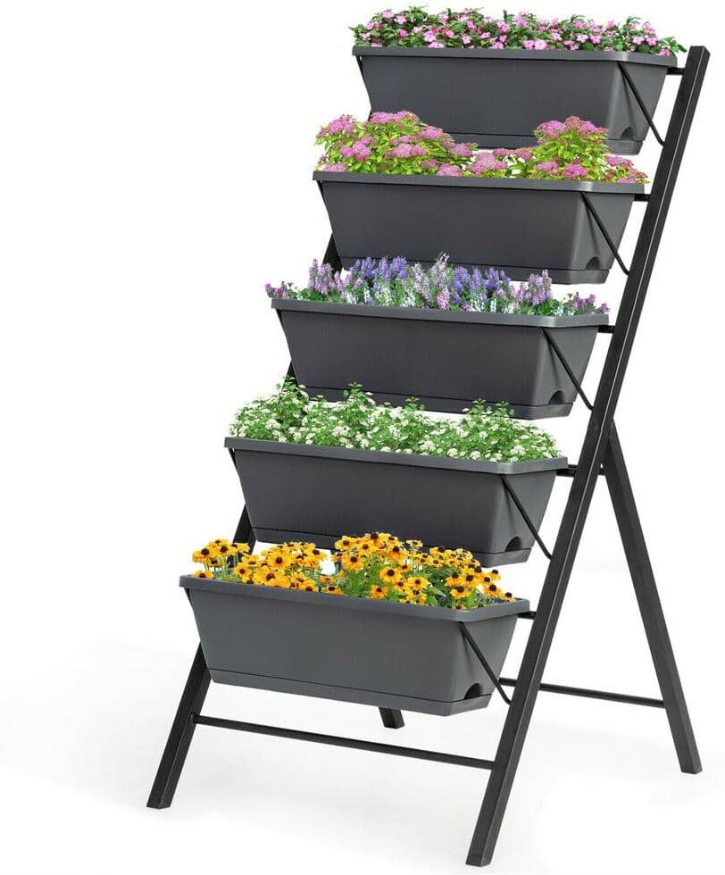 FORCLOVER 4 ft. Vertical Raised Garden Bed with 5-Tiers for Patio Balcony