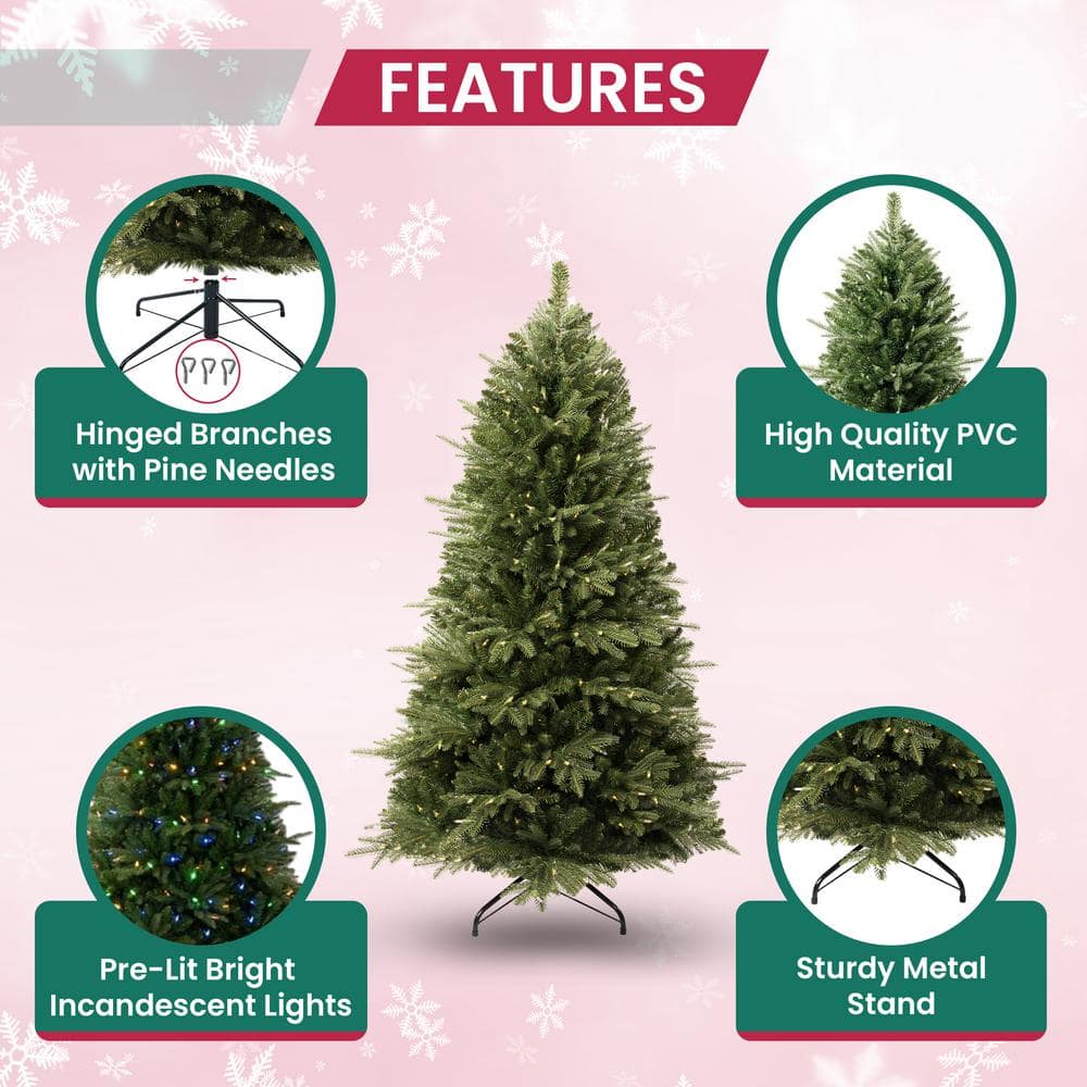 HOMESTOCK 9 ft Prelit Multi-Color Artificial Christmas Tree with Controller, 3692 Branch Tips, 1100 Colorful Lights and Stand