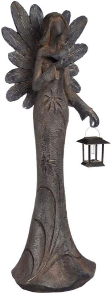 Evergreen 42 in. Angel Garden Statue with Solar Lantern