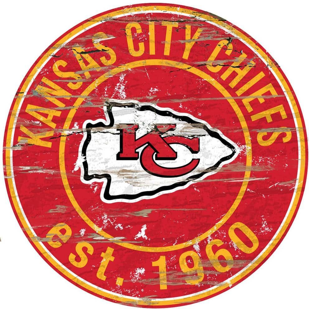 Adventure Furniture 24" NFL Kansas City Chiefs Round Distressed Sign