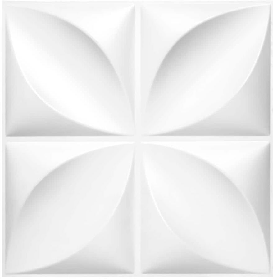 Yipscazo 1/16 in. x 11.80 in. x 11.80 in. Pure White Geometric 3D Decorative PVC Wall Panels (33-Sheets/32 sq. ft.)