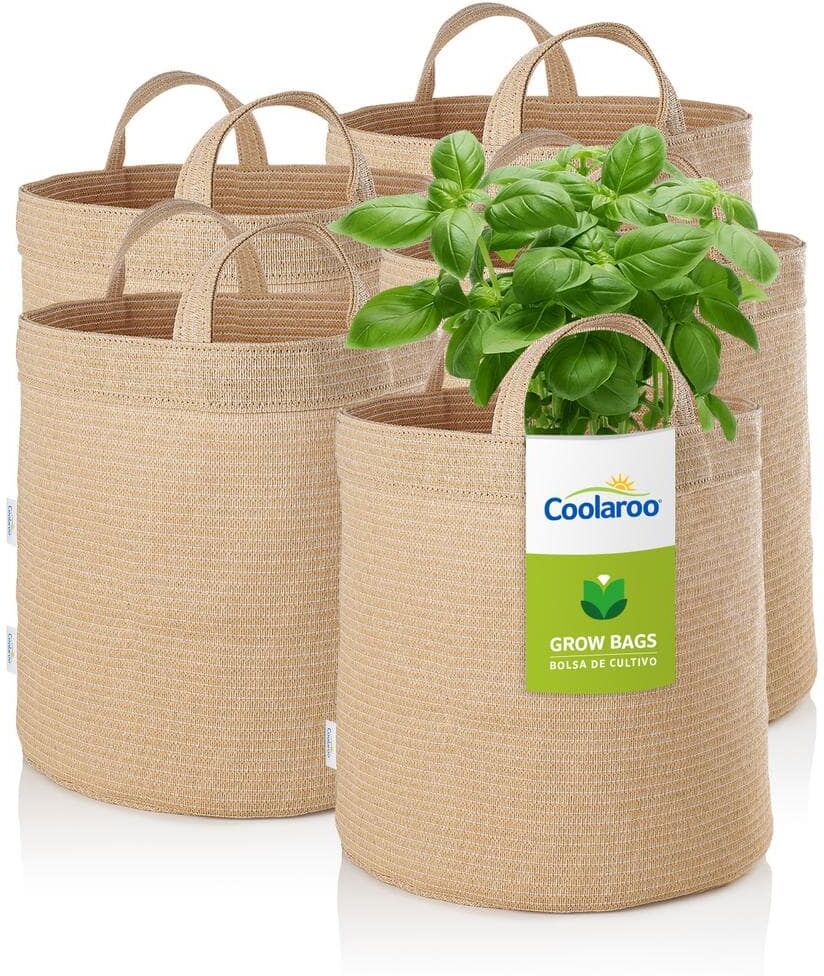 Coolaroo 5 Gal. Desert Sand Fabric Planting Garden Grow Bags with Handles Planter Pot (5-Pack)