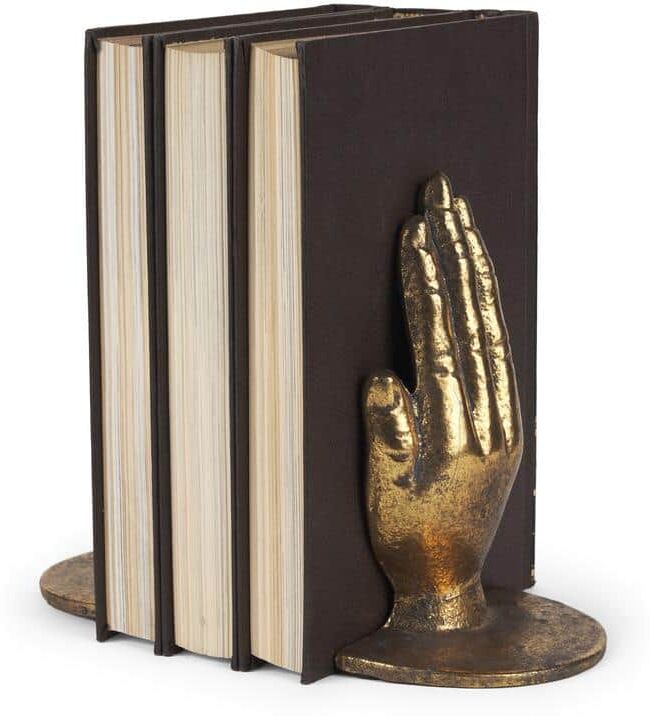 Mercana Praying Hands Gold Cast Iron Book Ends