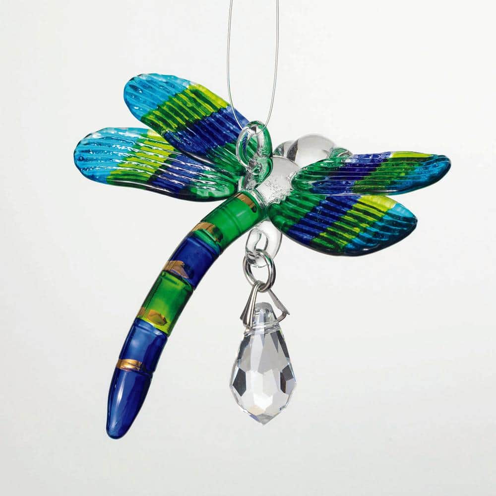 WOODSTOCK CHIMES Woodstock Rainbow Makers Collection, Fantasy Glass, 1.5 in. Dragonfly Peacock Crystal Suncatcher