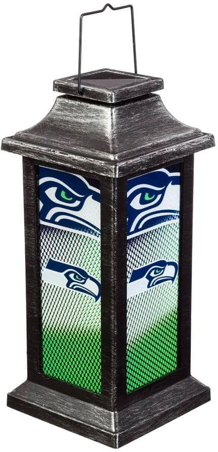 Evergreen Seattle Seahawks 10 in. Indoor/Outdoor Solar LED Garden Lantern