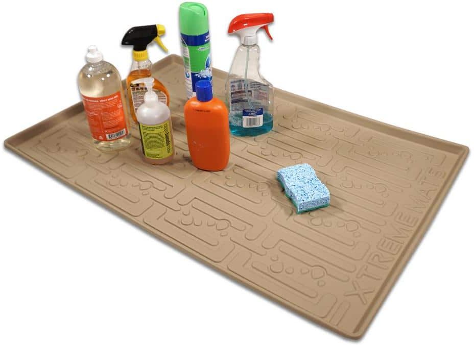 Xtreme 22 in. x 22 in. Beige Kitchen Depth Under Sink Cabinet Mat Drip Tray Shelf Liner