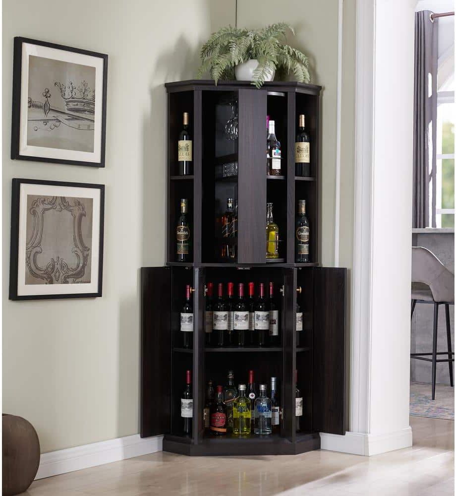 Home Source Industries Jill Zarin Home Corner Bar Cabinet Black