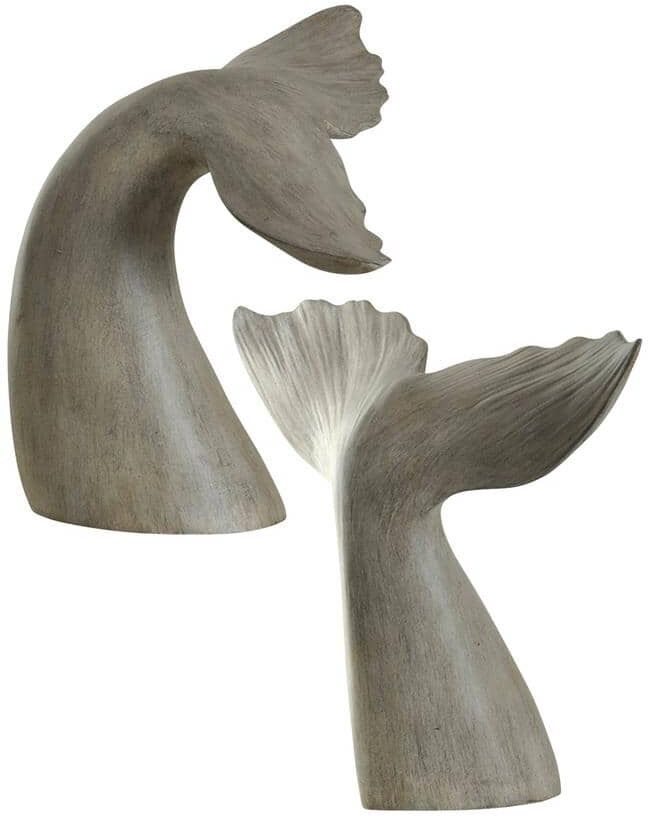 StyleCraft Melville Finish Gray Whale Tail Book Ends (Set of 2)