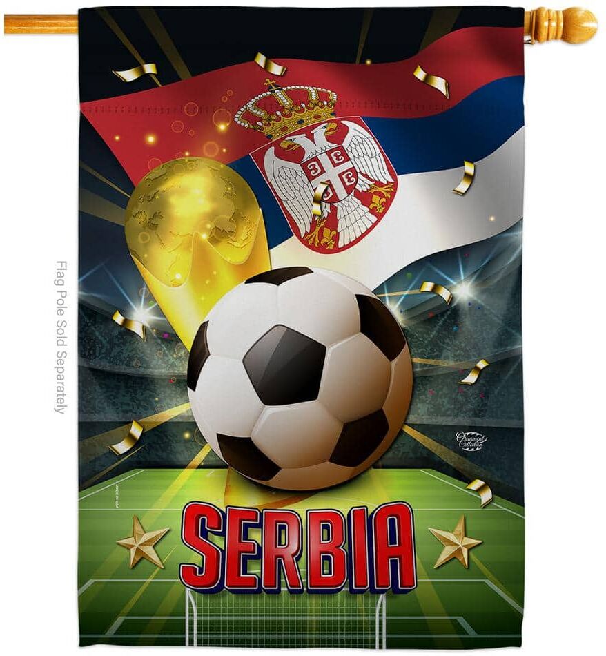 Ornament Collection 28 in. x 40 in. World Cup Serbia Soccer House Flag Double-Sided Sports Decorative Vertical Flags