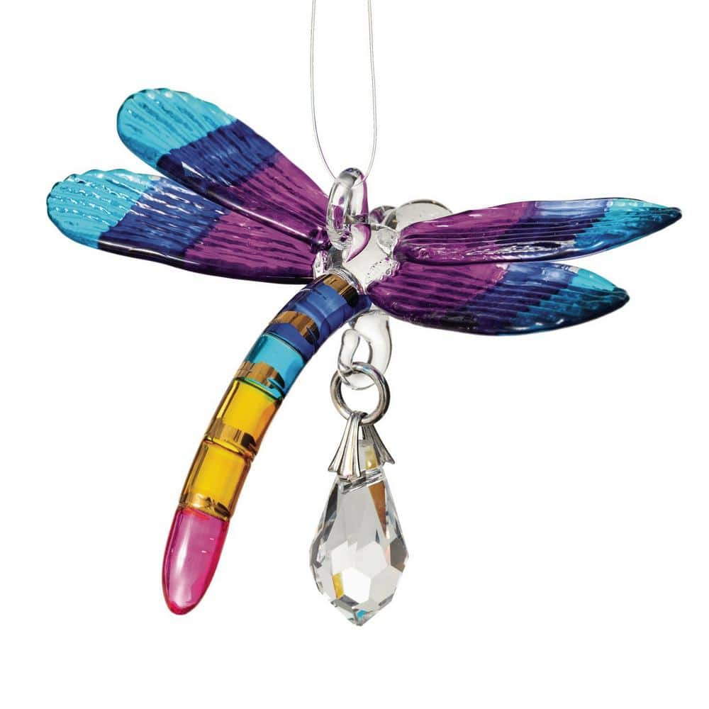 WOODSTOCK CHIMES Rainbow Makers Fantasy Glass Dragonfly 1.5 in. Tropical Crystal Suncatchers Patio Home Garden Decor CDTRP