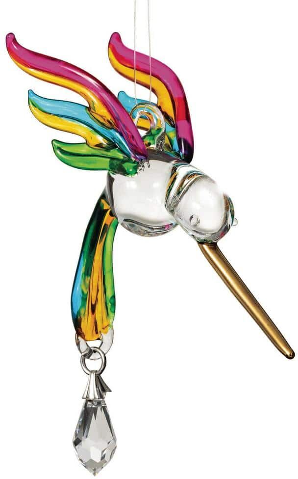 WOODSTOCK CHIMES Rainbow Makers Fantasy Glass Hummingbird 4 in. Tropical Crystal Suncatchers Patio Home Garden Decor CHTRP