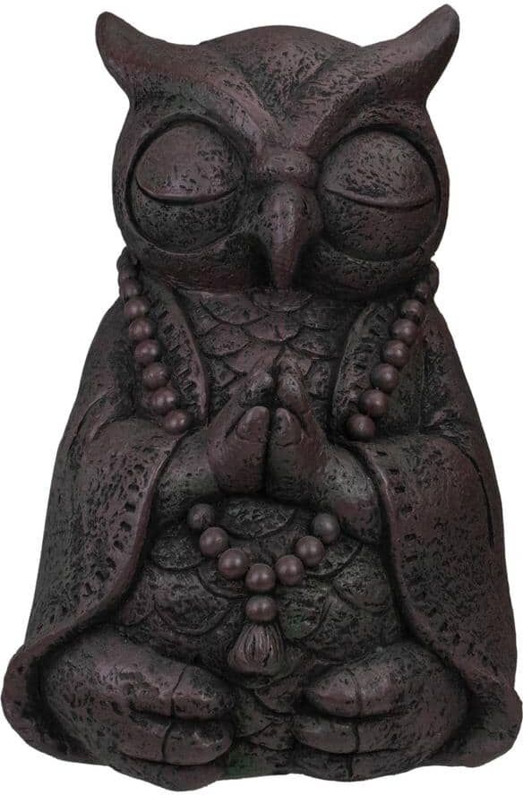 Northlight 17 in. Dark Gray Meditating Buddha Owl Outdoor Garden Statue