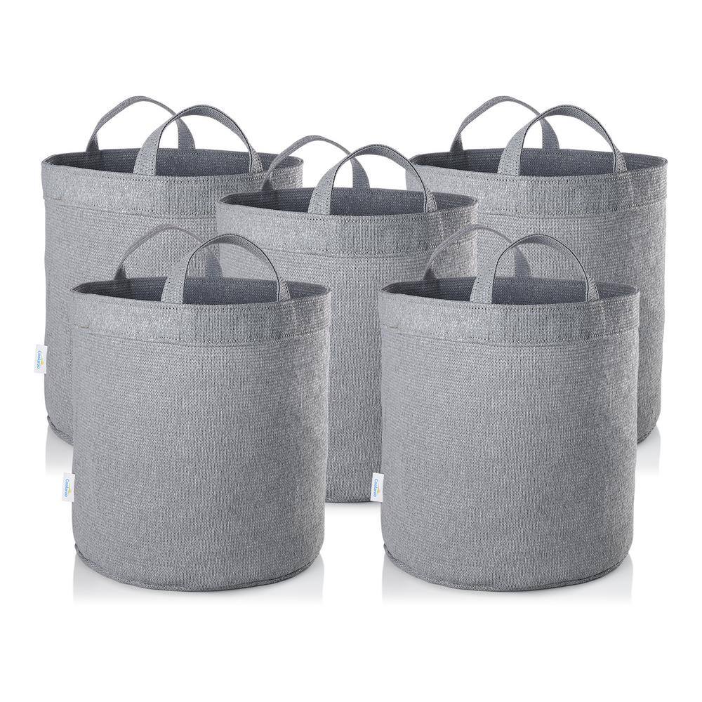 Coolaroo 10 Gal. Steel Grey Fabric Planting Garden Grow Bags with Handles Planter Pot (5-Pack)