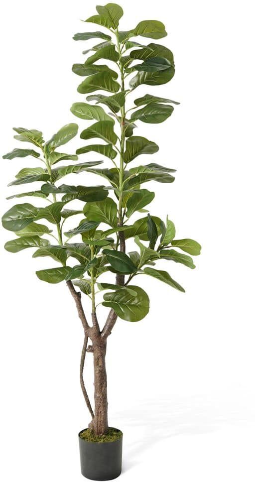 Fencer Wire 6 ft. Green Artificial Fiddle Leaf Fig Tree, Potted Ficus Lyrata Faux Tree, Fake Plant Modern Decoration Gift