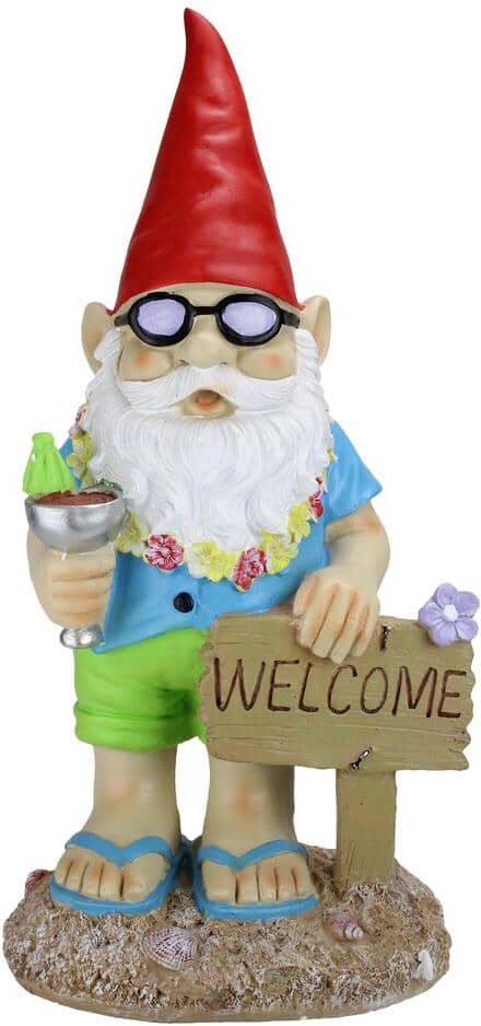 Northlight 16 in. Summer Time Welcome Gnome Outdoor Garden Statue