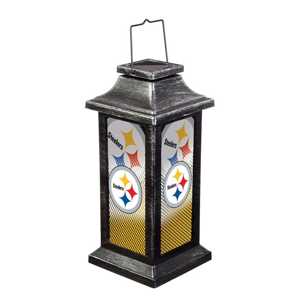 Evergreen Pittsburgh Steelers 10 in. Indoor/Outdoor Solar LED Garden Lantern