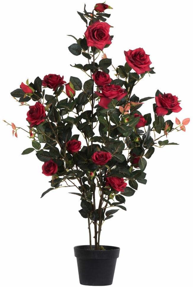 Vickerman 45 in. Artificial Red Rose Plant in Pot.