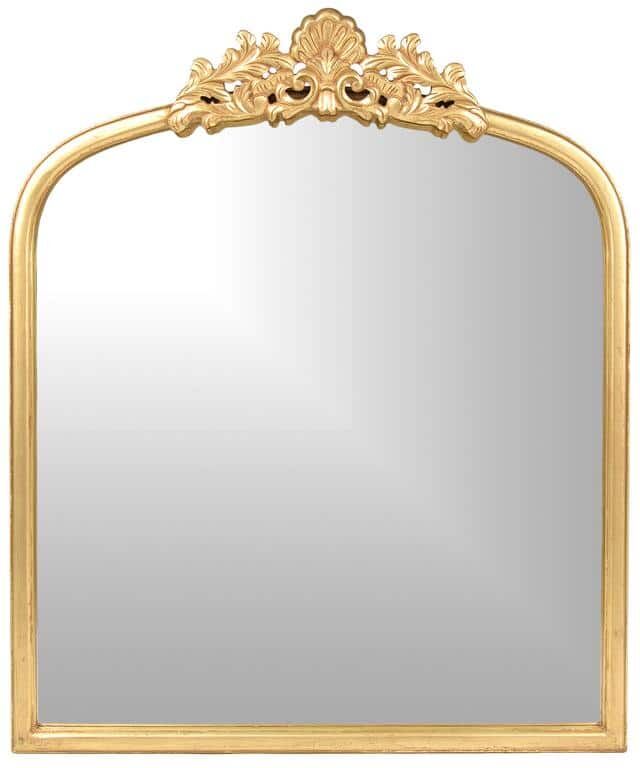 Best Home Fashion 35 in. H x 30 in. W Classic Square Framed Gold Arch/Crown Accent Mirror