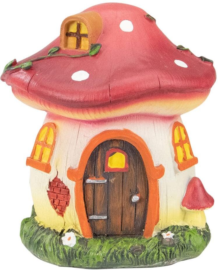 Northlight 6.25 in. Red Mushroom House Outdoor Garden Statue