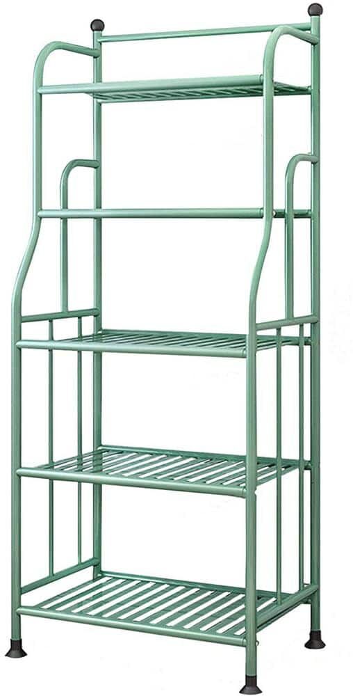 5-Tiers Indoor Outdoor Green Metal Plant Shelf, Garden Balcony Living Room Kitchen Bathroom Multiple Shoe Storage Rack