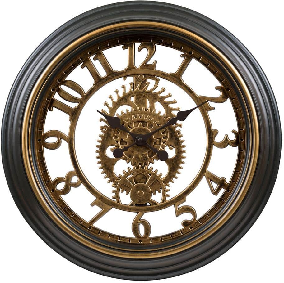 La Crosse Clock 20 in. Bronze Cut-Out Gears Quartz Wall Clock