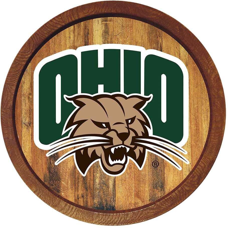 The Fan-Brand 20 in. Ohio University Bobcats "Faux" Barrel Plastic Decorative Sign