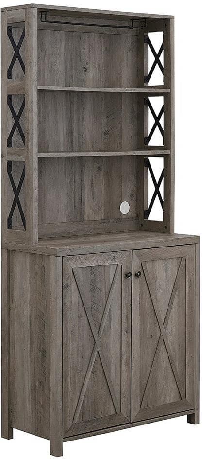 Home Source Industries Home Source Elegant Stone Grey BarCabinet Kitchen Cabinet with Microwave Stand