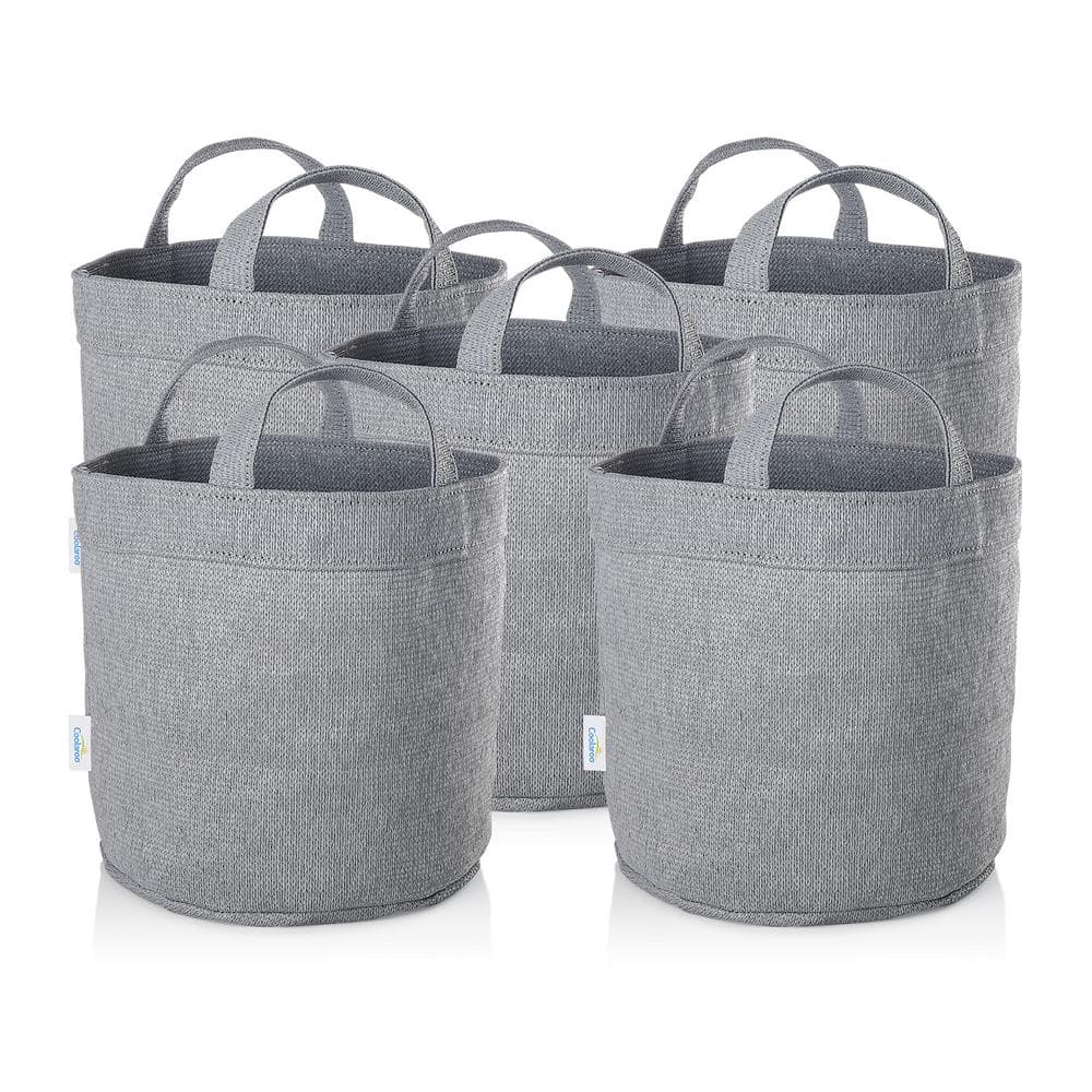 Coolaroo 5 Gal. Steel Grey Fabric Planting Garden Grow Bags with Handles Planter Pot (5-Pack)