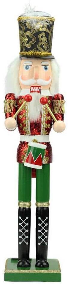 Northlight 24 in. Red, Green and Gold Wooden Christmas Nutcracker Drummer