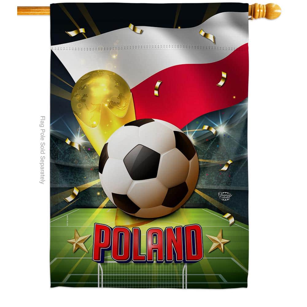 Ornament Collection 28 in. x 40 in. World Cup Poland Soccer House Flag Double-Sided Sports Decorative Vertical Flags