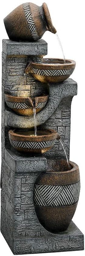 ANGELES HOME 42 1/2 in. Garden Water Fountain with LED Lights, Garden Decor