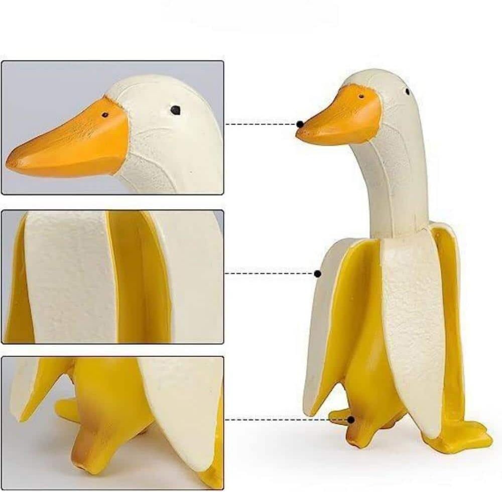 Cubilan Garden Decor Statues Figurines Ornaments, Creative Resin Banana Duck Garden Gnomes, Personalized Duck Statues