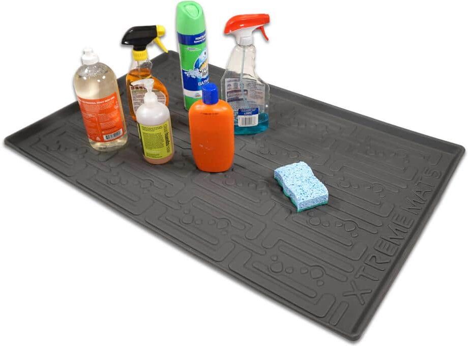 Xtreme 22 in. x 22 in. Grey Kitchen Depth Under Sink Cabinet Mat Drip Tray Shelf Liner