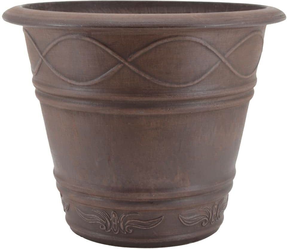 Arcadia Garden Products Western Weave 14-1/2 in. x 11 in. Chocolate Composite PSW Pot