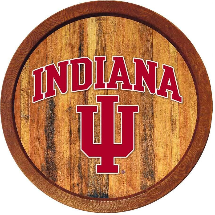 The Fan-Brand 20 in. Indiana Hoosiers "Faux" Barrel Plastic Decorative Sign