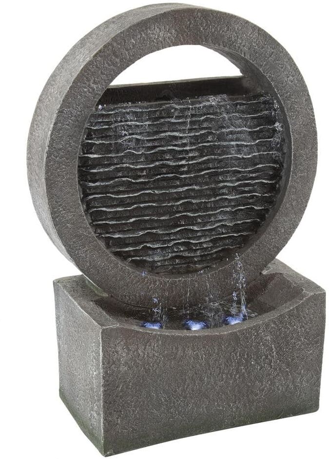 Pure Freestanding Round Cascading Waterfall Water Fountain with LED Lights