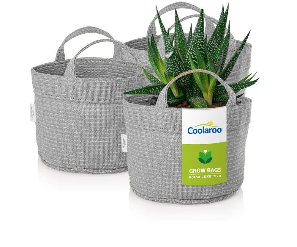 Coolaroo 2 Gal. Steel Grey Fabric Planting Garden Grow Bags with Handles Planter Pot (3-Pack)