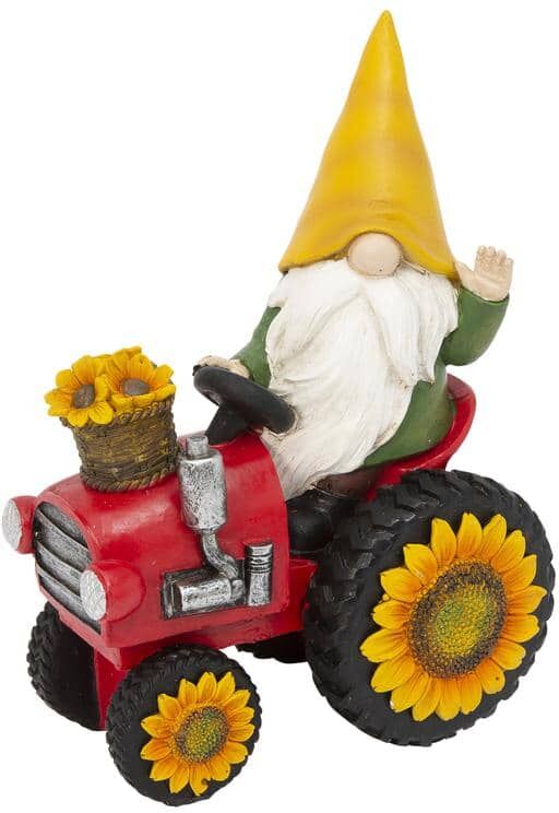 GERSON INTERNATIONAL 7.9 in. H Garden Gnome Driving