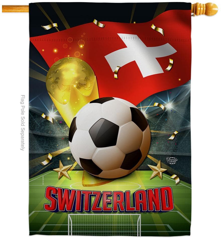 Ornament Collection 28 in. x 40 in. World Cup Switzerland Soccer House Flag Double-Sided Sports Decorative Vertical Flags