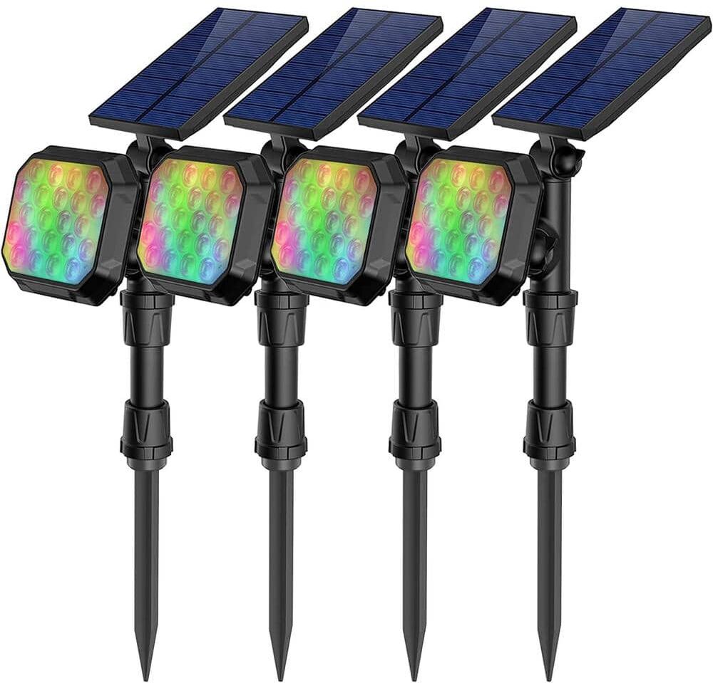 Cubilan Solar Spot Lights Outdoor Lighting for Outside House Garden Yard Tree Pool Decorative (4-Pack)