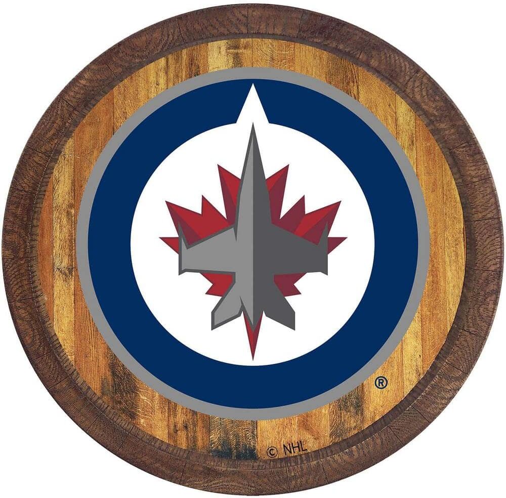 The Fan-Brand 20 in. Winnipeg Jets "Faux" Barrel Plastic Decorative Sign