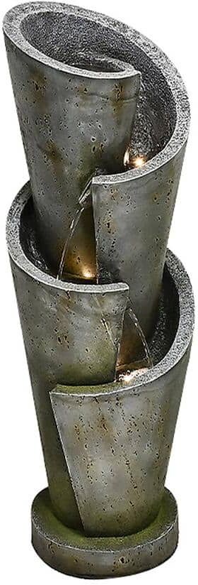 HI-LINE GIFT LTD. 38 in. H Multi-LeveLED Solar Powered Fountain with Warm White LEDS